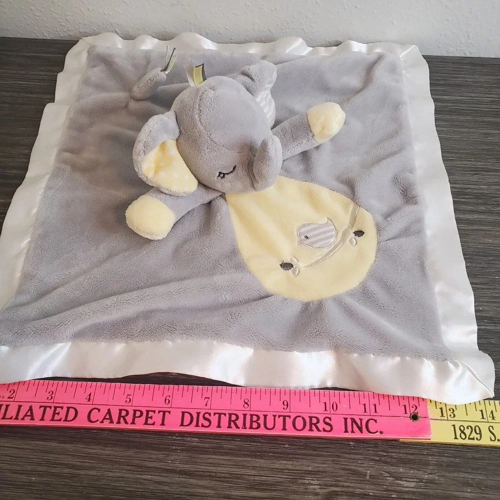 Douglas Baby Elephant Gray Bird Plush Lovey Satin Trim‎ Security Blanket